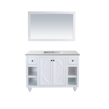 Odyssey, 48, White Cabinet & Matte White VIVA Stone Surface Countertop